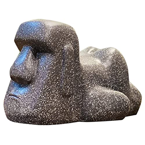 Zerodeko Handtuchspender Harz-Tissue-Box Mit Moai-Förmiger Harz-Moai-Figur Für Badezimmer Schlafzimmer Kommoden Nachttische Schreibtische Tische Schreibtischaufsatz von Zerodeko
