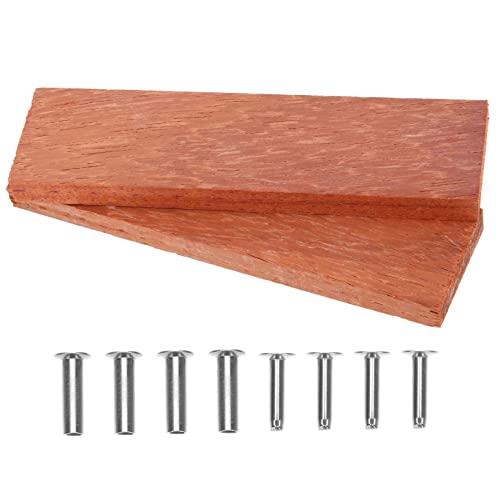 Zerodeko Holz Küchenmesser Griff Ersatz mit Nieten Rutschfester Gemüseschneider Griff aus Rotem Birnbaumholz Einfach zu Montieren Langlebiger Cutter für Messerhalter Zubehör von Zerodeko