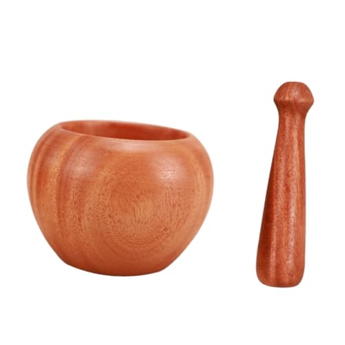 Zerodeko Holz Schale und Stößel Groß Manueller Knoblauch Gewürzschale aus Hochwertigem Holz Vielseitig für Kräuter Nüsse Gewürze und Babynahrung Geeignet Praktische Küchenhilfe von Zerodeko