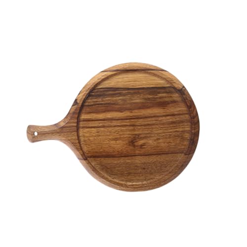 Zerodeko Holz Serviertablett mit Langem Griff Vielseitiges Pizzablech und Schneidebrett Natürliches Holztablett für Brot Obst und Käse Platzsparend mit Aufhängeöffnung von Zerodeko
