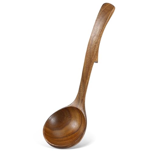 Zerodeko Holzkelle mit Langem Griff Ergonomischer Antihaft Küchenlöffel aus Naturholz zum Rühren und Servieren Langlebiges Kochgeschirr für Kochbedürfnisse von Zerodeko