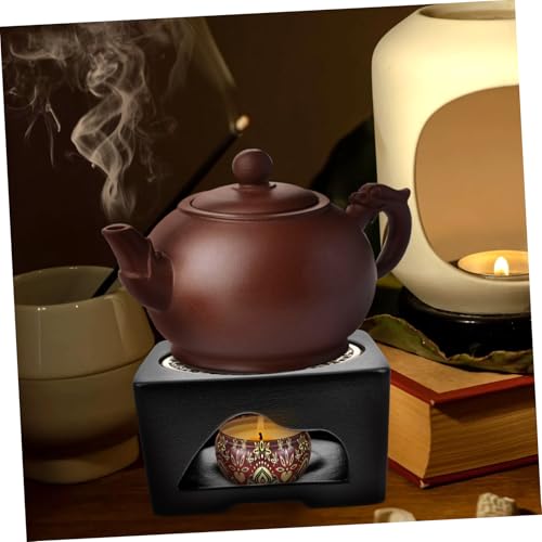 Zerodeko Keramik Teewärmer Stövchen mit Kupfer Heizplatte Hitzebeständiger Japanischer Teekannenwärmer für Teelicht Praktisches Porzellan Tee Heizelement Dekorativ und Leicht zu Reinigen von Zerodeko