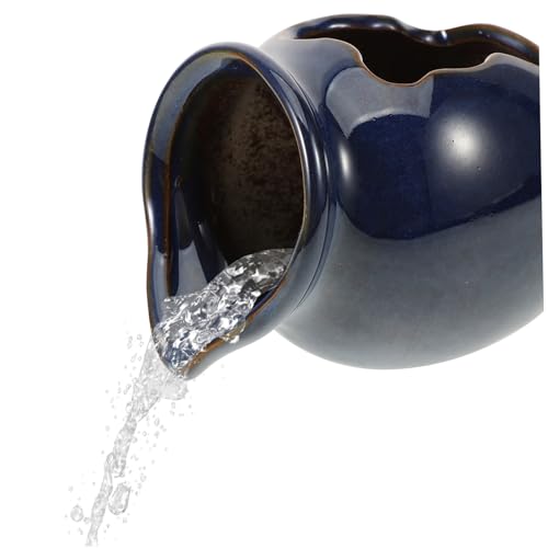 Zerodeko Keramikbrunnen Gartendekoration Wasserspiel Wasserfall Jar Indoor Outdoor Fischbehälter Teich Zubehör Gartenbrunnen Terrassendeko Langlebig Vielseitig von Zerodeko
