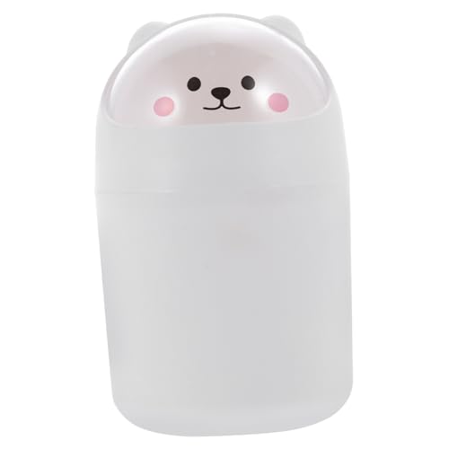 Zerodeko Kleiner Desktop Mülleimer mit Deckel Cartoon Bär Design Kompakter Mini Abfalleimer für Büro und Zuhause Schmaler Tisch Müllbehälter aus Langlebigem Kunststoff für Papier und von Zerodeko
