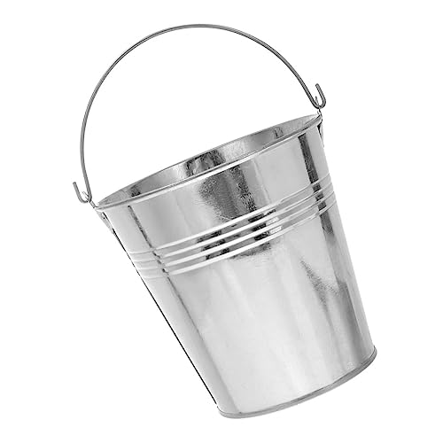 Zerodeko Kleiner Eiseneimer Essenseimer Zum Servieren Tabletts Eisform Pommes-eimer Bareiseimer Pommes-servierkörbe Eiswürfelbereiter Mini-blumentöpfe Eimer Snack-eimer Weißblech Silver von Zerodeko
