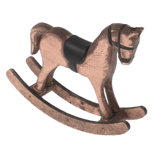 Zerodeko Kleines Holzpferd Dekofigur Rocking Animal Modell Skandinavischer Vintage Stil Kompakte Tischdekoration Für Wohnzimmer Büro Regal von Zerodeko