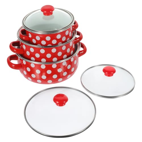 Zerodeko Kochtöpfe mit Motiven Emaille Suppentopf Set Eintopf Küche Kochtopf Emaille Stielkasserolle von Zerodeko