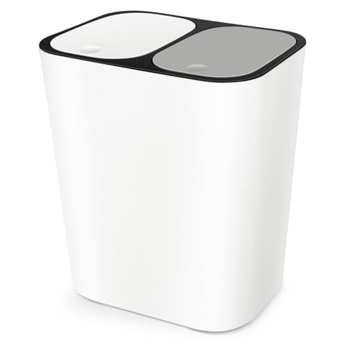 Zerodeko Küchen-Recycling-Mülleimer Mit Fächern Doppel-Mülleimer 15 L Klassifizierter Recycling-Mülleimer Kunststoff-Papierkorb Mülleimer Für Badezimmer Schlafzimmer Heimbüro Beige von Zerodeko