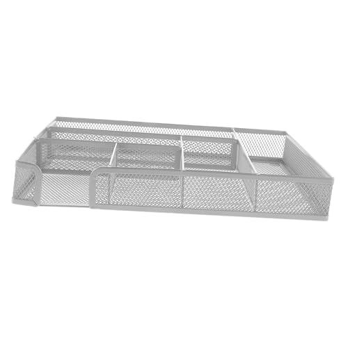 Zerodeko Metall Mesh Organizer mit Fächern Robuster Schreibtisch Organizer für Büro Schule und Zuhause Multifunktionale Aufbewahrungsbox Silber als Crafts Box und Drawer Divider Zerodeko Metall Mesh Organizer mit Fächern Robuster Schreibtisch Organizer für Büro Schule und Zuhause Multifunktionale Aufbewahrungsbox Silber als Crafts Box und Drawer Divider von Zerodeko