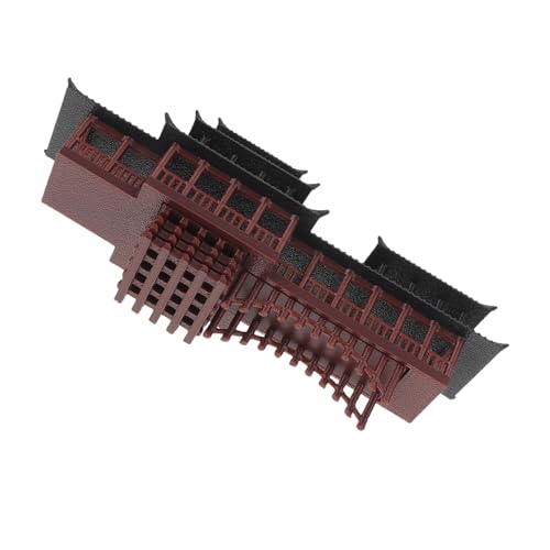 Zerodeko Miniaturmodell Chinesische Architektur Dekorative Landschaftsbrücke mit Langem Gang Kunststoff Bonsai Figurine für Garten Teich Aquarium und Mikro-Landschaft Antike Pavillon Statue von Zerodeko