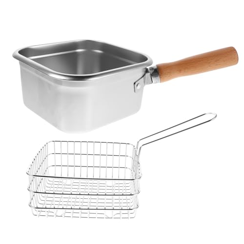 Zerodeko Multifunktionaler Edelstahl Fritteusentopf mit Korb Tragbarer Kleiner Deep Fryer für Schonendes Frittieren Kochen und Dämpfen für Camping Garten und Kleine Küchen von Zerodeko