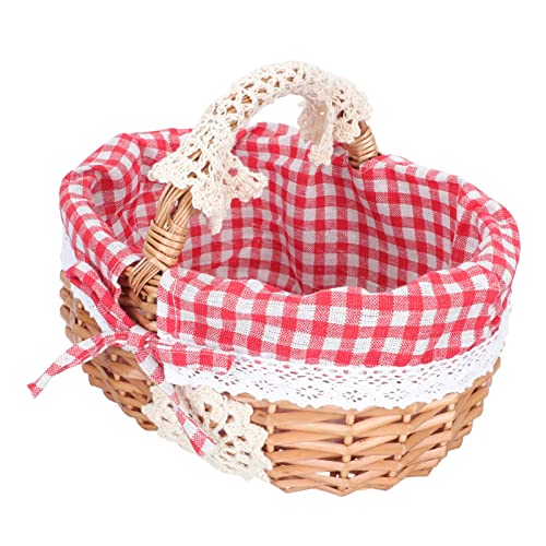 Zerodeko Obstbehälter Obstkorb Rattan- Picknickkorb Weidenblumenkorb Handgehaltener Picknickkorb Hochzeitskorb Gewebter Leerer Eierkorb mit Einlage für ?enbereich zu Hause Geschenkkorb von Zerodeko