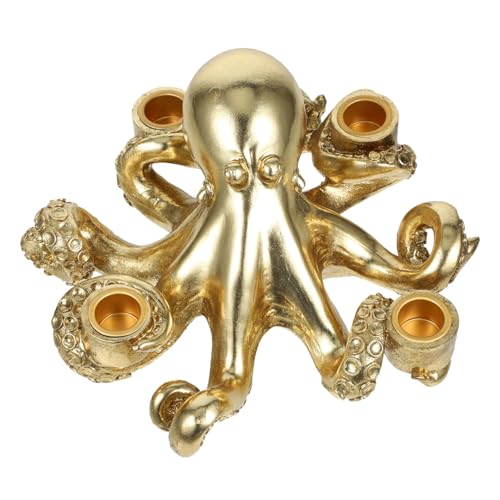 Zerodeko Oktopus Kerzenhalter Kerzenhalter Teelicht Kerzenhalter Oktopus Stumpenkerzenhalter Seemonster Kerzenhalter Oktopus Kerzenständer Goldenes Harz von Zerodeko