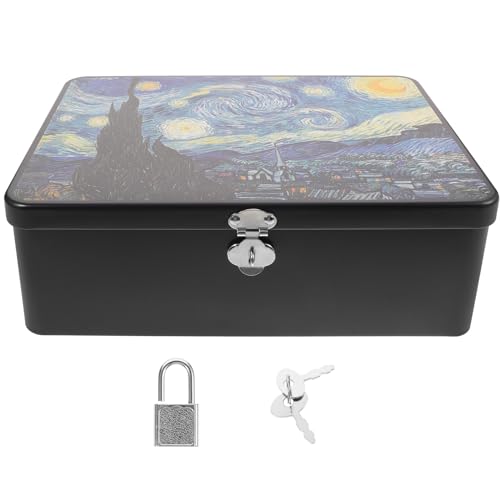 Zerodeko Rechteckige Aufbewahrungsbox Weißblech Im Retro-Stil Mit Vorhängeschloss Für Zuhause Küche Desktop-Aufbewahrung Blechkanister Schokolade Süßigkeiten Tee Kaffee Kosmetik von Zerodeko