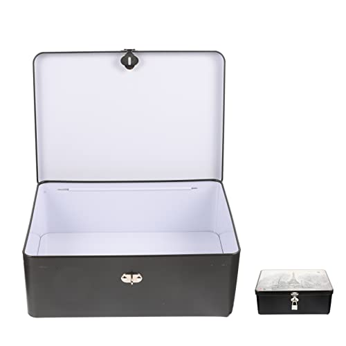 Zerodeko Rechteckige Weißblech Aufbewahrungsbox Metall Blechdose Mit Schloss Vintage Truhe Schatzkiste Leere Weißblech Aufbewahrungsbox Kartenbehälter Korb Andenken Box Geschenke von Zerodeko