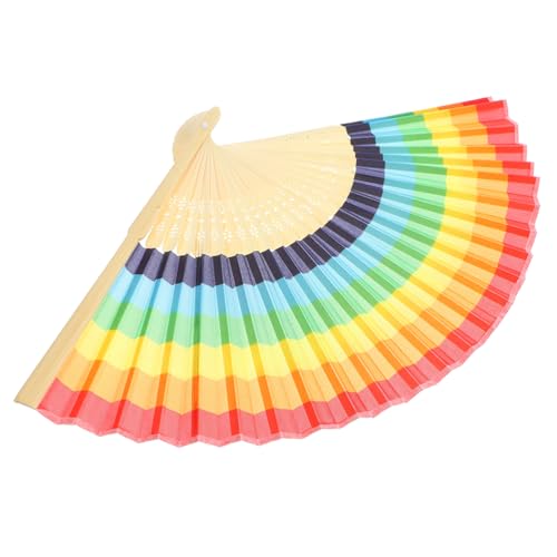 Zerodeko Regenbogenfächer Hochzeit Cool Folding Fan klappbarer Attraktiver Fächer bambusfächer Farbenfroher Fächer Lüfter tragbare Ventilatoren Handheld -Fan Handgebläse Spinnen von Zerodeko