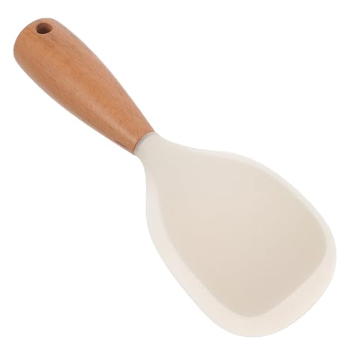 Zerodeko Reislöffel aus Silikon Antihaft-Reis Reis Kochlöffel stehender Reisspatel Vielseitig Schöpfen Servierlöffel für den Haushalt Multifunktionslöffel Küchenlöffel Reispaddel Holzgriff von Zerodeko