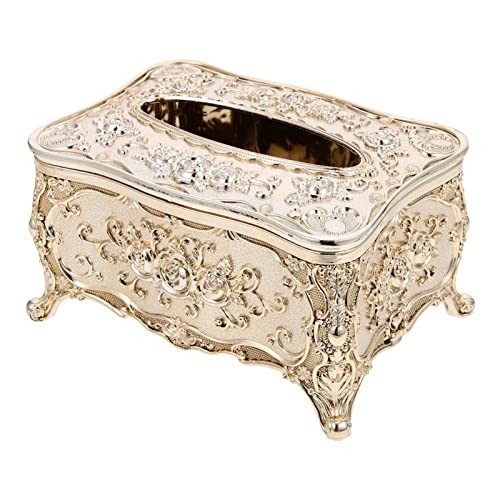 Zerodeko Retro Tissue Box Europ?ischer Tissue Box Cover Acryl- Pr?genpapier Serviettenhalter Beh?lter Papierabdeckung Serviettenhalter Hausdekoration (Golden) Taschentuch Halter von Zerodeko