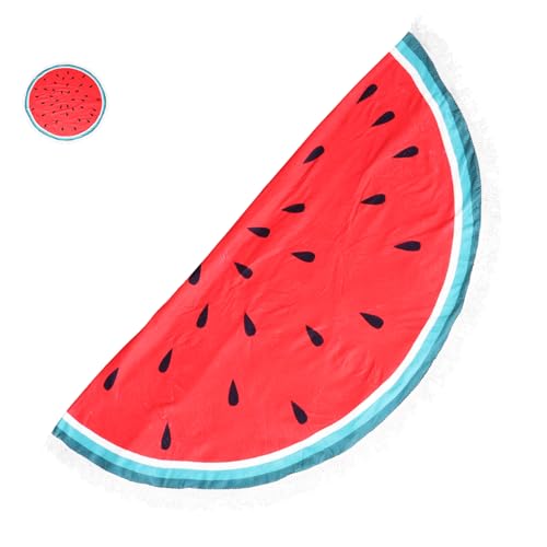 Zerodeko Rundes Mikrofaser Strandtuch mit Wassermelonen Design Schnelltrocknend Super Absorbierend Fransen für Strand und Pool von Zerodeko