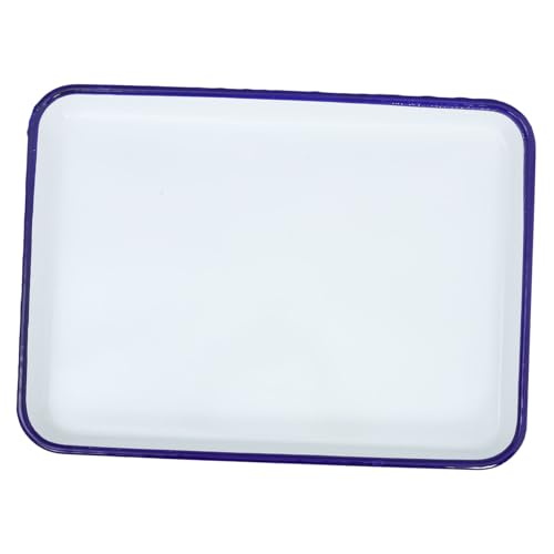 Zerodeko Servierschale Party-Food-Tabletts Arbeitsplatte rustikal groß dekoratives Tablett Brotkasten zum Tablett für die Teestube Snackschale Tee-Tablett Emaille Weiß von Zerodeko