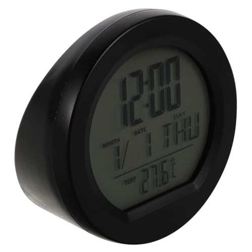 Zerodeko Solarbetriebene Auto digitaluhr mit Temperatur Datumsanzeige Kleine Kompakte Lcd dashclock Passend für Pkw Lkw und Golfcarts Elegante Metallausführung mit Blauem Hintergrundlicht von Zerodeko