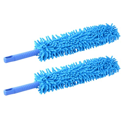 Zerodeko Staubgebläse 2 Stück Verstellbar Chenille Auto Mikrofaser Abstauben Blau Haushalt Staubwedel Bürste Reinigung Waschen Biegbar Staubwedel von Zerodeko