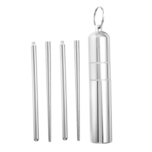 Zerodeko Tragbares Edelstahl Essstäbchen Set Klappbar Mit Metall Aufbewahrungsbox Leicht Und Praktisch Für Camping Familie Buffet Party Restaurant von Zerodeko