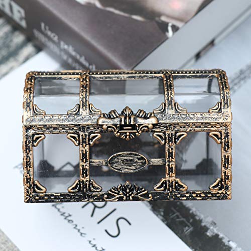 Zerodeko Truhe Metall Mit Schloss Schmuckschachtel - - Schatzkasten mit Zeichnung Transparent Aufbewahrungsbox Edelstein Schmuck Schmuck Anzeigenbox Dekoration Partei Liefert Crystals Box von Zerodeko