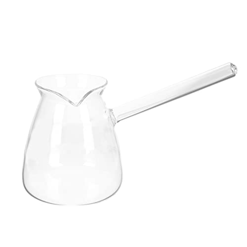 Zerodeko Türkische Kaffee Wärmer Transparente Türkische Kaffeekanne Seitengriff Glastopf Verdickte Glas Kochtopf Schokolade Schmelzbeh?lter Milchw?rmer (450 Ml) Briki Arabisch Griechischen Topf von Zerodeko