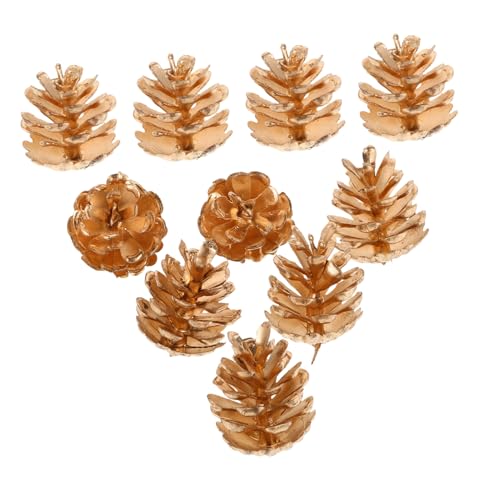Zerodeko 10stücke Goldene Kiefernzapfen Echte Getrocknete Zapfen Kiefernzapfen-Ornamente Für Bastelarbeiten Heimdekoration Vasenfüller Goldene Im Großen Volumen von Zerodeko