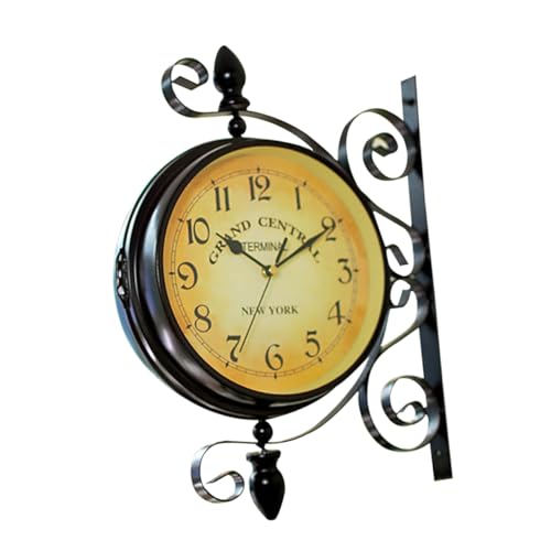 Zerodeko Doppelseitige Wanduhr Vintage Aus Eisen Leise Uhrzeitanzeige Drehbar Für Wohnzimmer Lobby Veranda Und Flur Zerodeko Doppelseitige Wanduhr Vintage Aus Eisen Leise Uhrzeitanzeige Drehbar Für Wohnzimmer Lobby Veranda Und Flur von Zerodeko