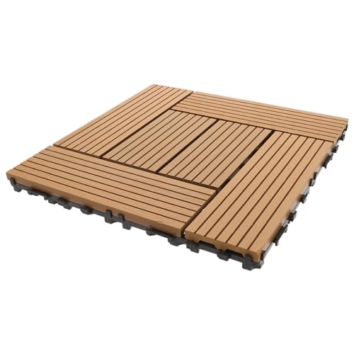 Zerodeko Wetterfeste Kunststofffliesen mit Holzstruktur für Terrasse Garten Balkon rutschfest und Pflegeleicht für DIY Projekte von Zerodeko