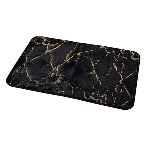 Zerodeko rutschfeste Badematte mit Marmor Design Wasserabsorbierend Extra für Badezimmer Badewanne Dusche Rutschfester Teppich Schwarz Waschbar Vielseitig Einsetzbar von Zerodeko