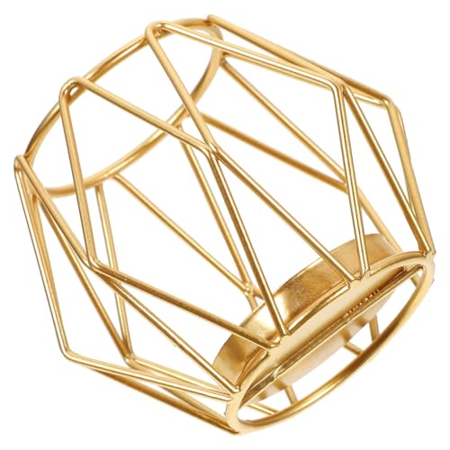 Zerodeko schmiedeeiserne Leuchterdekoration Hochzeitstischdekorationen Teelicht Lichter Diffusor LED geometrische kerzenhalter bürodeko Hochzeitskerzenhalter Bauernkerzenhalter Eisen Golden von Zerodeko