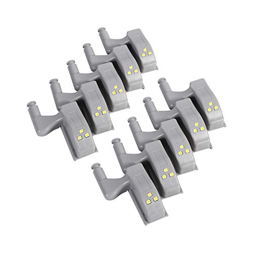 10 Stück Scharnier LED Sensor Licht warm Universal Schrank Hinge LED Sensor Light Kleiderschrank LED Scharnier Licht für zu Hause Küche Wohnzimmer/Schlafzimmer(Warmweiß)(4.8 x 2.6 x 2 cm) von Zerodis