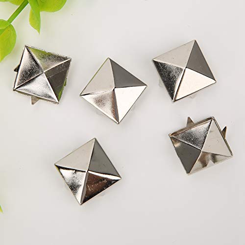 100 Stück Quadratische Pyramide Punknieten 4 Krallen Metallnieten Metallpyramide Nieten Handwerk DIY Punk Spikes Spots Nieten Zubehör für Armbänder Kleidung Schuhe Handtasche(15mm/0.6in-Silber) von Zerodis