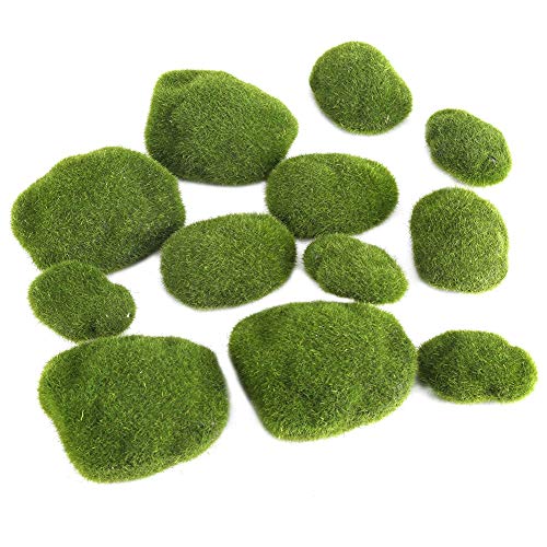 12 Stücke Moos Bälle Terrarium Dekorative, künstliche Grüne Moos Steine Simulation Gras Bonsai DIY Landschaft Dekoration von Zerodis