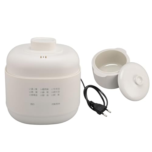 1L Keramik-Suppenkocher, Kleiner Schongarer mit Überhitzungsschutz, Warmhaltefunktion mit Timer-Deckel, Elektrischer Eintopf für die Küche zu Hause (EU-Stecker 220 V 1000–1300 W) von Zerodis
