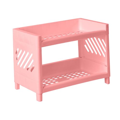 2 Tier-Desktop-Regal-Desktop- und Off-Oberflächen-Regale Desktop-Speicherorganisator Plastik 2 Tier-LAGER-Regal-Schreibtischregal Zur Aufbewahrung von Schreibwarenutensilien Kosmetik Tier (PINK) von Zerodis