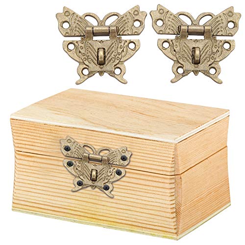 2 stücke Vintage Design Alloy Latch Retro Schmetterling Shaped Dekorative Latch Haspe Pad Schloss für Holz Schmuckschatulle Kabinett von Zerodis