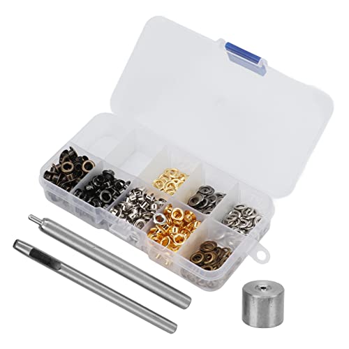 240 Stück Ösen, Große Menge Ausreichend 4 Mm DIY Plattiert Praktische Kleine 4 Farben Metallösen Ösen Ornament Set mit Aufbewahrungsbox für die Heimwerker-Kleidungsherstellung von Zerodis