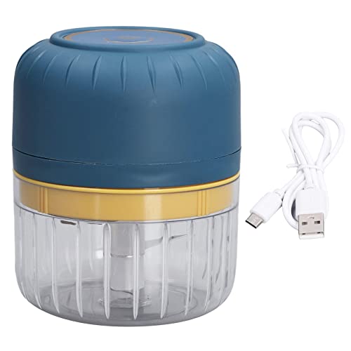 250ML Knoblauchzerkleinerer Zwiebelschneider Knoblauchm¨¹hle Stampfer 3 Klingen Mini Wireless Wasserdichter USB Lade Elektrischer Knoblauchstampfer Babynahrungsmaschine(Gelb) von Zerodis