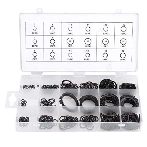 300Pcs E Clip Sprengring Shop Sortiment Schwarz Sicherungsring Kit Externe Sicherungsring Sortiment Set 2mm bis 32mm von Zerodis