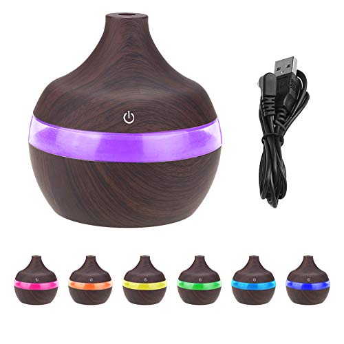 300 ML Ultraschall Luftbefeuchter Deep Holzmaserung Ätherisches Öl Cool Air Nebel Aroma Diffusor Bunte LED Nachtlicht mit USB Kabel für Home Office Auto Spa Yoga Baby Room von Zerodis