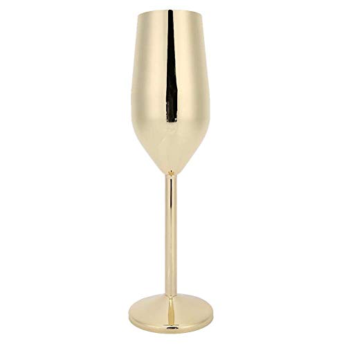 304 Champagnergläser Cup, Champagnerflöten Edelstahl Weinkelch Champagnergläser Stemware Bruchsichere Wiederverwendbare Spülmaschinenfeste Trinkbecher 220ML für Bar Party Bankett 220ML(Golden) von Zerodis