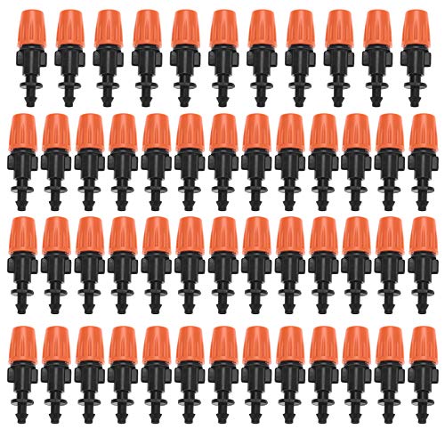 50-teiliges Sprühdüsen-Set, Sprühdüsen-Sprinklerkopf-Zerstäuber für das Tropfbewässerungssystem im Garten (Orange) von Zerodis