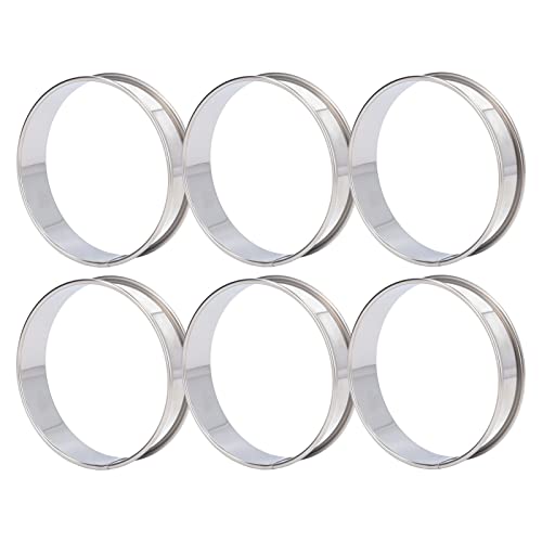 6 STÜCKE Crumpet Ringe, Backringe Edelstahl Englische Muffinringe Doppeltes Volumen Einfaches Entformen DIY Ringe Mousse Ring Kuchenform Muffinringe für Dessert Party Essenszubereitung Werkzeug(8cm) von Zerodis