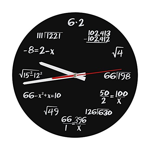 Zerodis Acryl Wanduhr kreative Mathe Wanduhr einzigartiger Entwurf Lustige mathematische Formel Uhr für Klassenzimmer Haus Moderne Dekoration des Büros von Zerodis