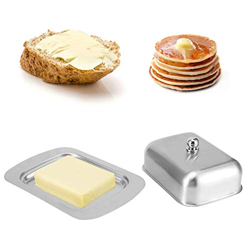 Butterdose, Edelstahl-Dessertschale Käsebrotbox mit Griffabdeckung Küchenzubehör Spülmaschinenfest Sicher zu reinigender Butterbehälter von Zerodis