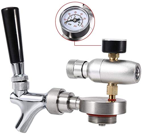 CO2 Injektor Spears Tap Edelstahl Bier Spear Wasserhahn Dispenser Kit für 2L / 3.6L / 5L Mini Keg Beer Growler von Zerodis